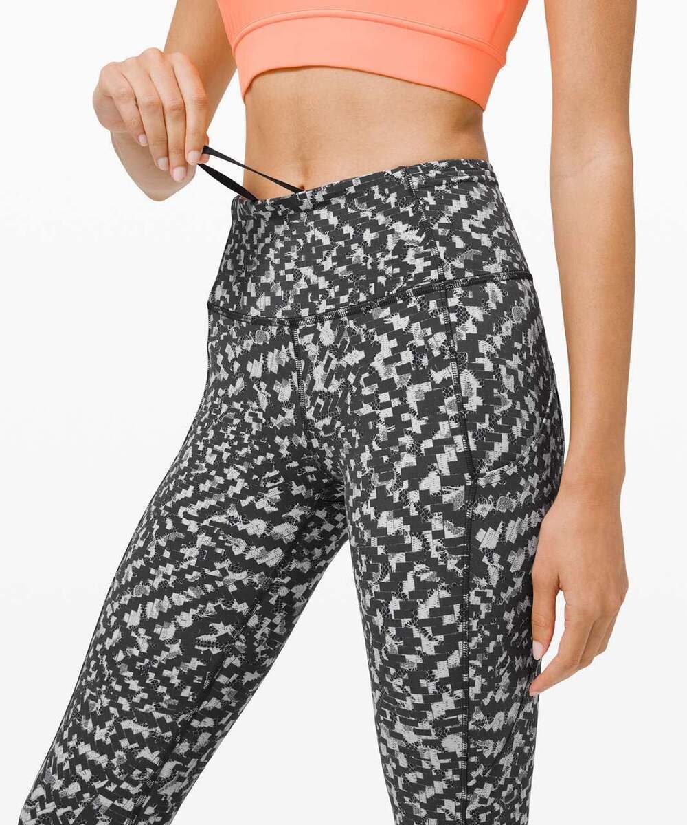 Lululemon Fast & Free 25” Leggings Size 4 Pace Lace Graphite Grey Multi